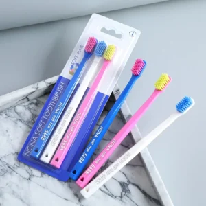 Nona – brosse à dents en microfibre Ultra douce 5460, 3 pièces, brosse à dents manuelle haute densité, nettoyage doux et soins des gencives, ensemble pour la maison, style suisse